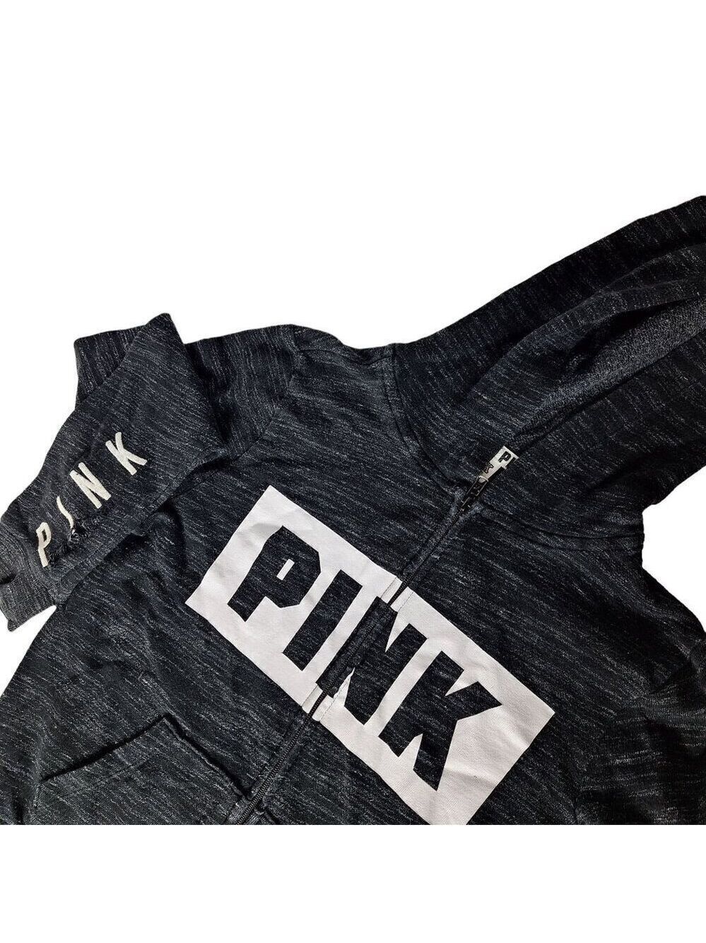 Victoria's Secret Pink Hoodie XS Black Spell Out Distressed